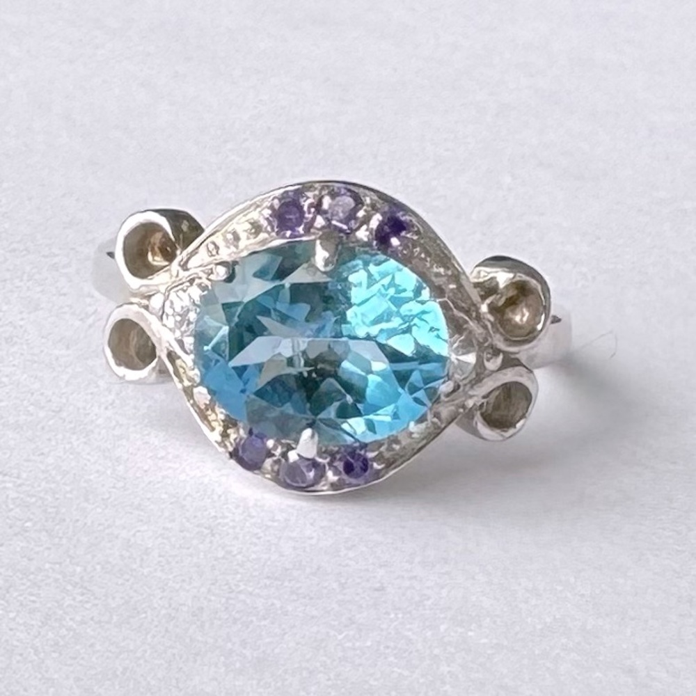 Swiss Blue Topaz RING Sterling Silver 925 size 8 NEW
